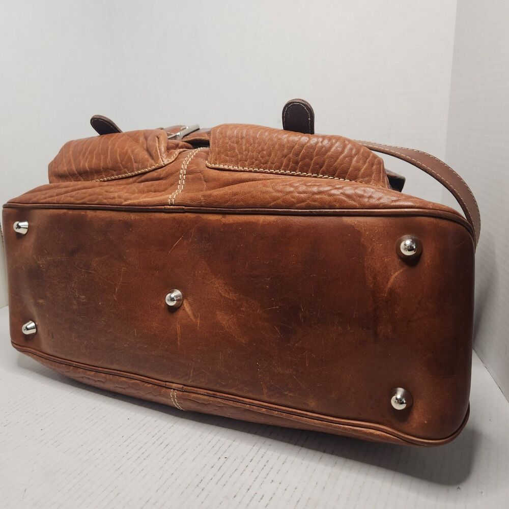 Borlino Milano Buffalo Leather Duffle Bag Weekender w Strap OOAK MTO Italy Terra - Picture 15 of 16